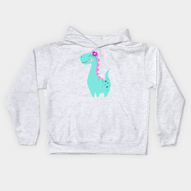 Cute Dinosaur Baby Girl Kids Hoodie by KOTOdesign